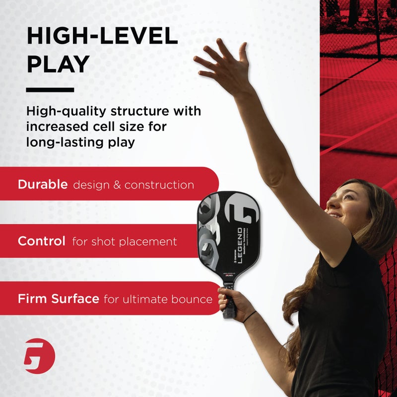 Gamma مضرب بيكلبول غاما سبورتس ليجند نيوكور، سطح مركب من الألياف الزجاجية ومقبض على شكل خلية نحل، ليجند فاينس - Image 5